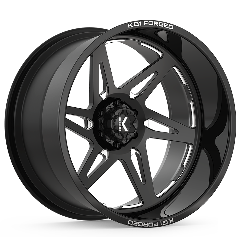 24x14 KG1 KC004 Kala Black Milled RIGHT DIRECTIONAL FORGED Wheel 6x5.5 (-76mm)