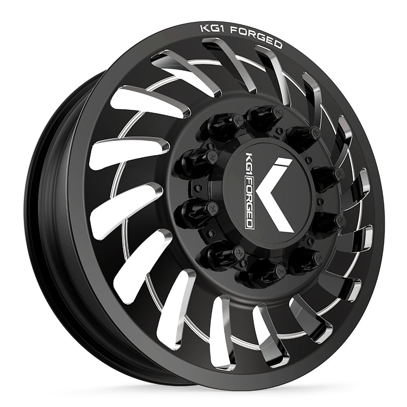 24x8.25 KG1 Forged KD005 Razor LEFT DIRECTIONAL DUALLY Blk Wheel 10x285 (145mm)