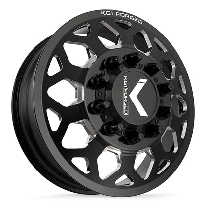24x8.25 KG1 Forged KD006 Blitz Black Milled DUALLY FRONT Wheel 10x285 (145mm)