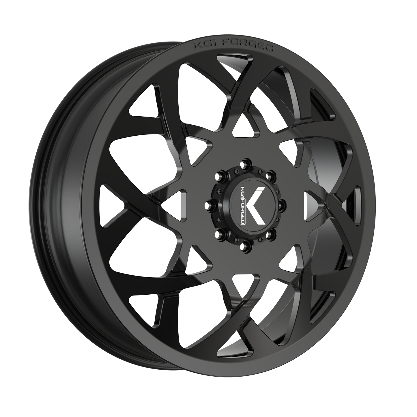 24x8.25 KG1 Forged KD008 Orbital Gloss Black DUALLY FRONT Wheel 8x200 (145mm)