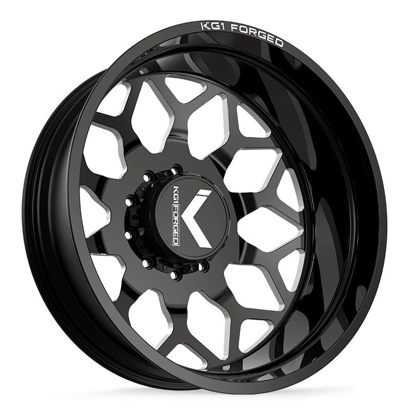 26x8.25 KG1 Forged KD016 Luxor Black Milled DUALLY OUTER Wheel 10x225 (145mm)