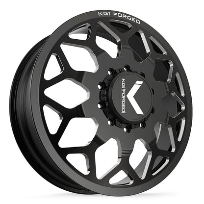 24x8.25 KG1 Forged KD016 Luxor Black Milled DUALLY FRONT Wheel 8x6.5 (145mm)