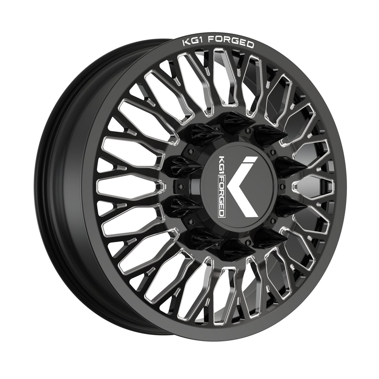 26x8.25 KG1 Forged KD049 Jacked-D Black Milled DUALLY FRONT Wheel 10x285 (145mm)