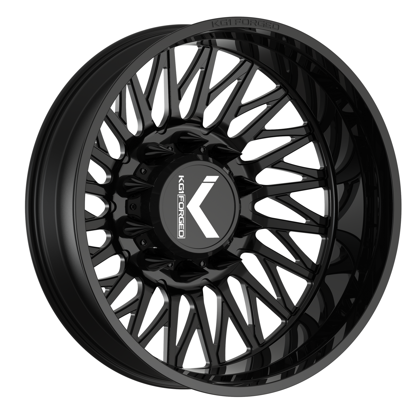 22x8.25 KG1 Forged KD054 Glaze Blk RIGHT DIRECTIONAL DUALLY Wheel 10x285 (145mm)