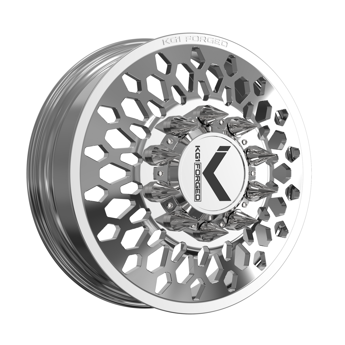 22x8.25 KG1 Forged KD066 Glitz-D Polished DUALLY FRONT Wheel 10x285 (145mm)