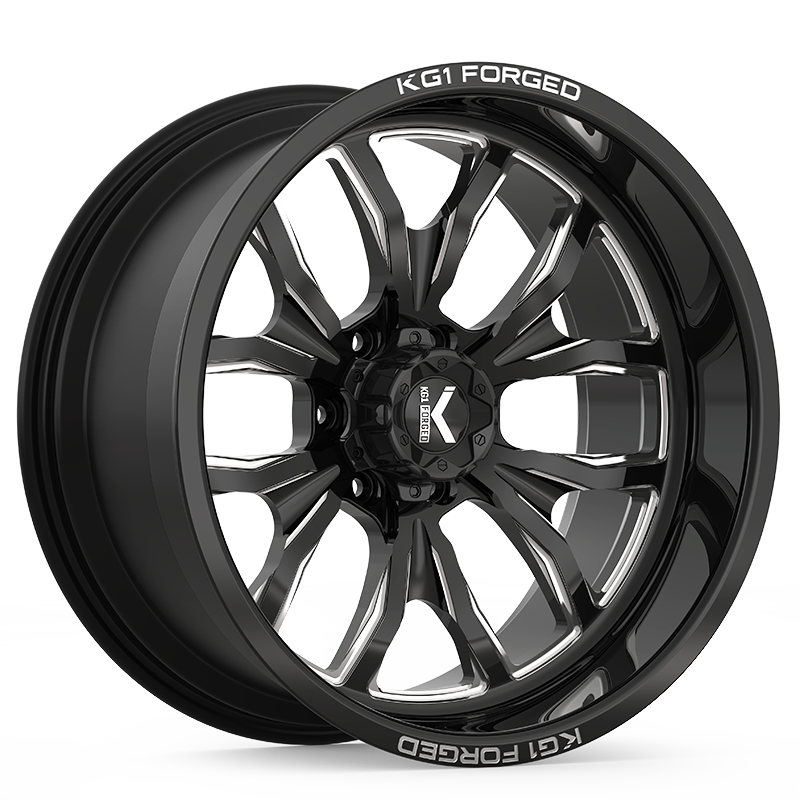 24x14 KG1 KF001 Primacy Gloss Black Premium Milled FORGED Wheel 8x170 (-76mm)