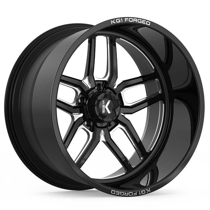22x12 KG1 Forged KF002 Aristo Gloss Black Milled FORGED Wheel 5x5 (-44mm)