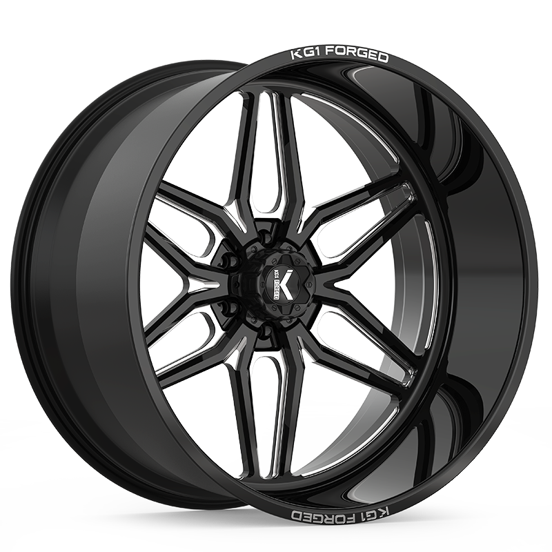24x14 KG1 KF002 Aristo Gloss Black Premium Milled FORGED Wheel 6x5.5 (-76mm)