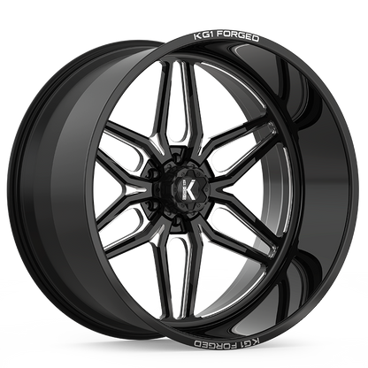 24x14 KG1 KF002 Aristo Gloss Black Premium Milled FORGED Wheel 6x5.5 (-76mm)