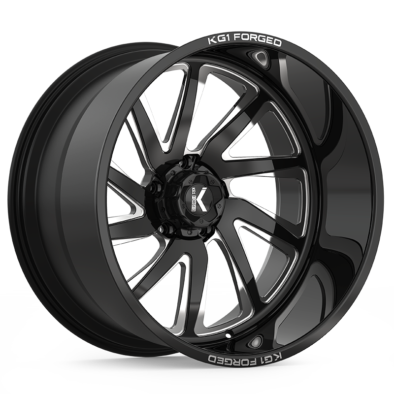 20x10 KG1 Forged KF004 Vile Gloss Black Milled FORGED Wheel 5x150 (-24mm)