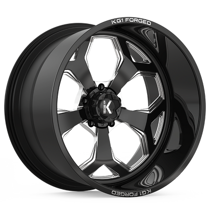 24x14 KG1 Forged KF008 Knox Gloss Black Milled FORGED Wheel 5x150 (-76mm)