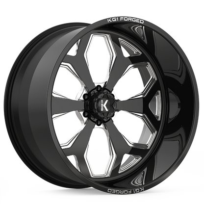 22x12 KG1 Forged KF008 Knox Gloss Black Milled FORGED Wheel 6x135 (-44mm)