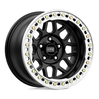 18x9 KMC KM235 Grenade Crawl Satin Black BEADLOCK Wheel 8x6.5 (-24mm)