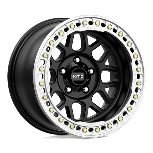 18x9 KMC KM235 Grenade Crawl Satin Black BEADLOCK Wheel 8x6.5 (-24mm)