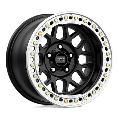 18x9 KMC KM235 Grenade Crawl Satin Black BEADLOCK Wheel 8x6.5 (-24mm)