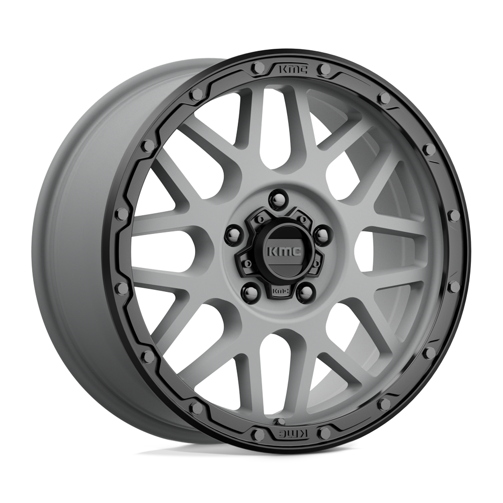 18x8.5 KMC KM535 GRENADE OFF-ROAD Matte Gray Matte Black Lip Wheel 5x120 (35mm)