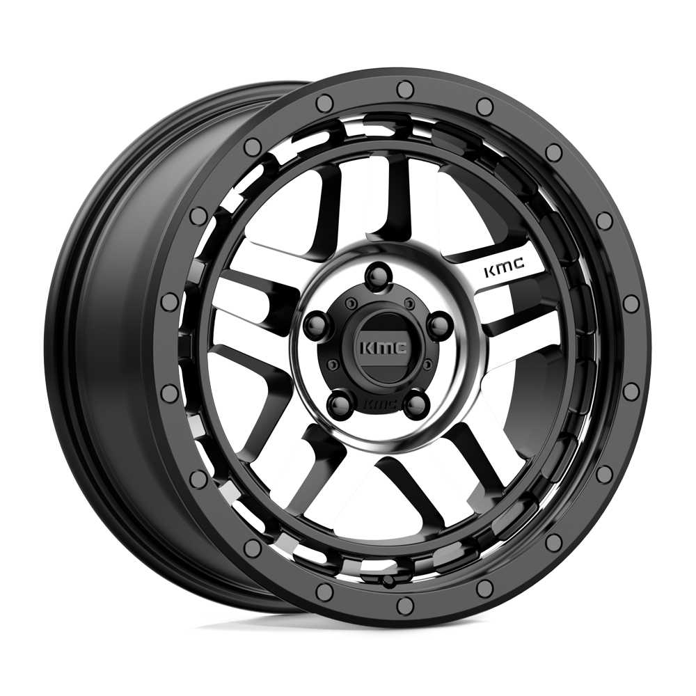 18x8.5 KMC KM540 RECON Satin Black Machined Wheel 5x5 (18mm)