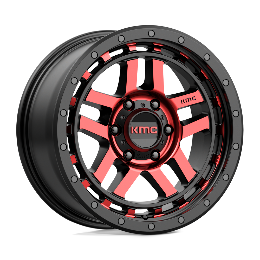 18x8.5 KMC KM540 RECON Gloss Black Machined W/ Red Tint Wheel 6x5.5 (18mm)