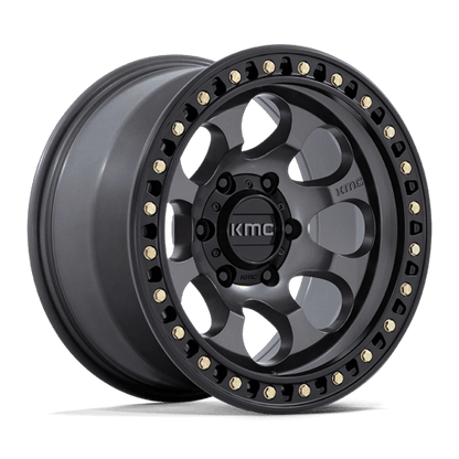 17x8.5 KMC KM550 Riot SBL Anthracite With Satin Black Lip Wheel 6x135 (10mm)