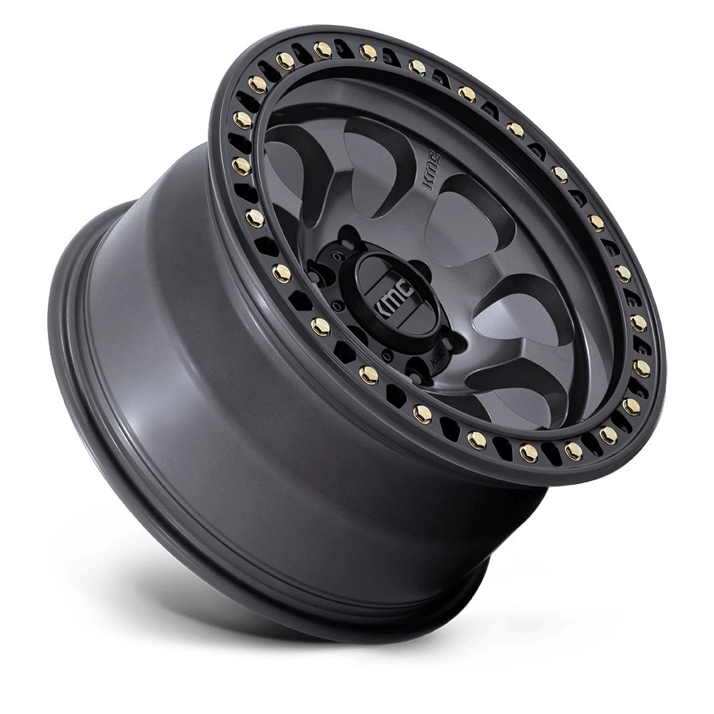 18x9 KMC KM550 Riot SBL Anthracite With Satin Black Lip Wheel 6x5.5 (18mm)