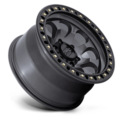 17x8.5 KMC KM550 Riot SBL Anthracite With Satin Black Lip Wheel 6x135 (10mm)