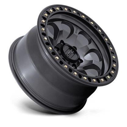17x9 KMC KM550 Riot SBL Anthracite With Satin Black Lip Wheel 6x5.5 (-12mm)