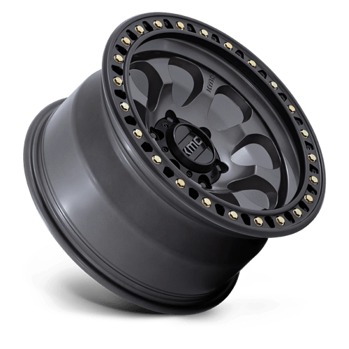 17x9 KMC KM550 Riot SBL Anthracite With Satin Black Lip Wheel 6x135 (-12mm)