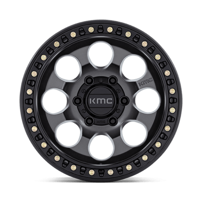 17x8.5 KMC KM550 Riot SBL Anthracite With Satin Black Lip Wheel 6x135 (10mm)