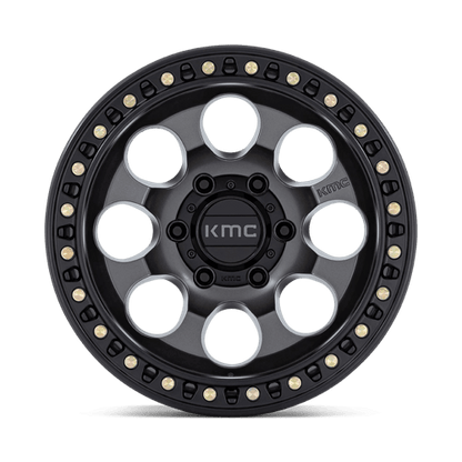 17x8.5 KMC KM550 Riot SBL Anthracite With Satin Black Lip Wheel 6x135 (10mm)