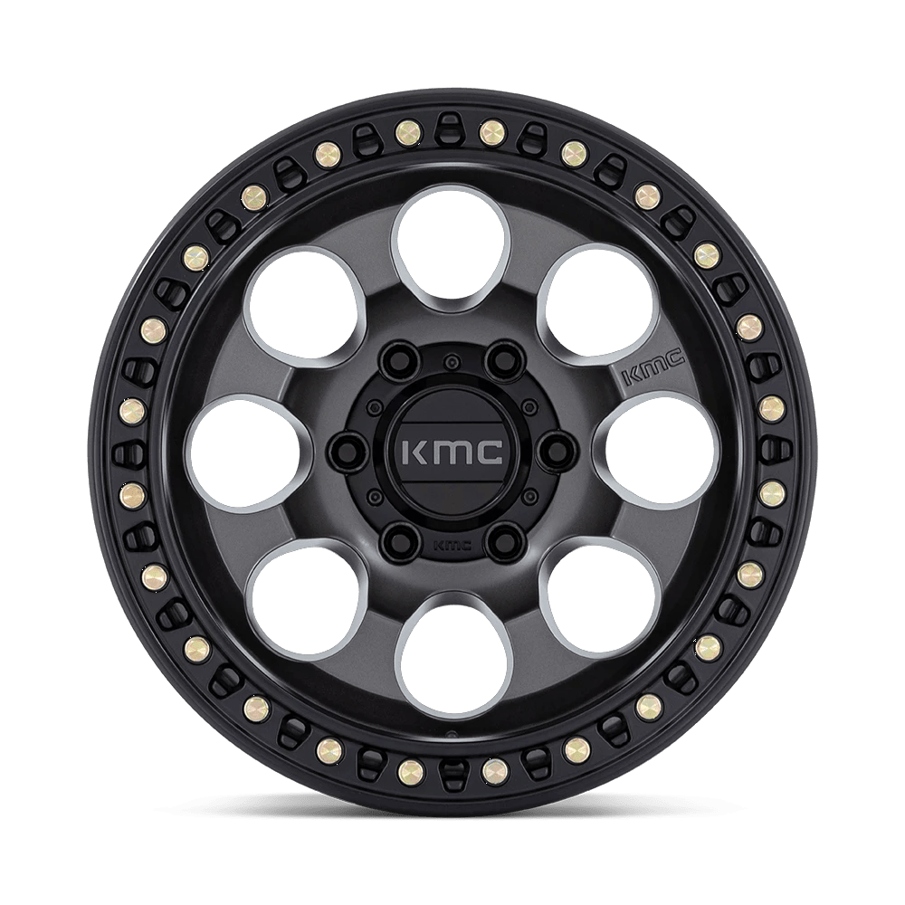 17x9 KMC KM550 Riot SBL Anthracite With Satin Black Lip Wheel 6x5.5 (-12mm)
