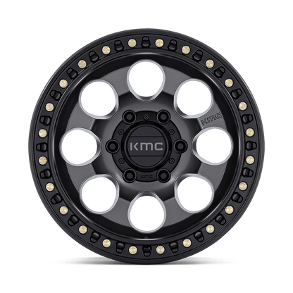 17x9 KMC KM550 Riot SBL Anthracite With Satin Black Lip Wheel 6x5.5 (-12mm)