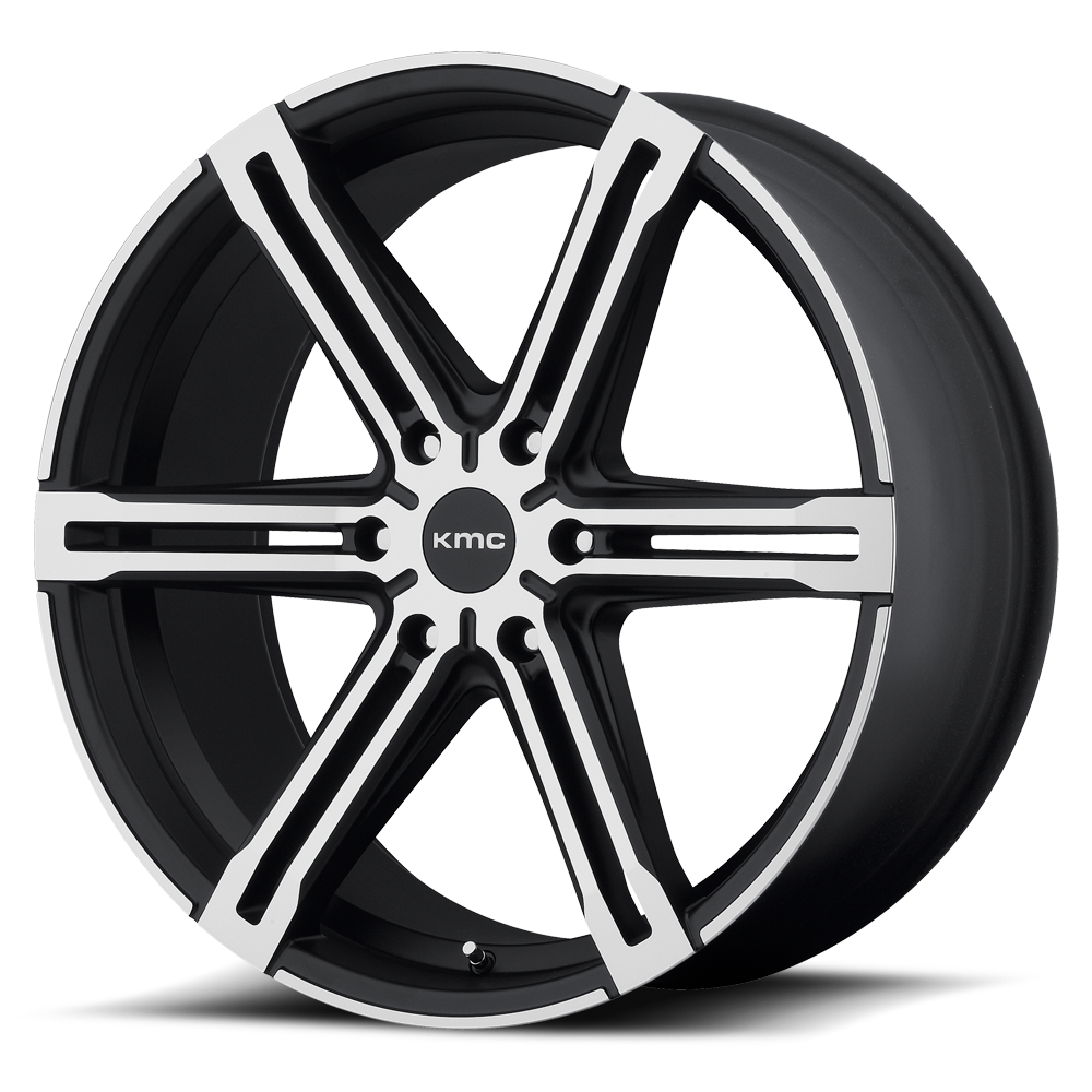 22x9.5 KMC KM686 FACTION Satin Blk W/ Mach Face And Register Wheel 6x135 (38mm)