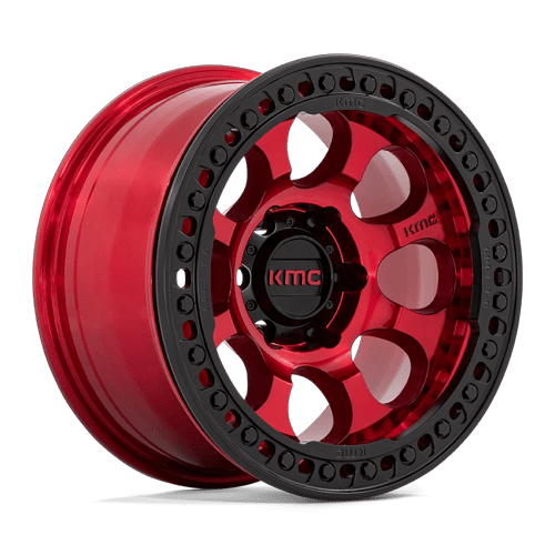 17x8.5 KMC KM237 Riot Candy Red With Black Ring BEADLOCK Wheel 6x135 (0mm)