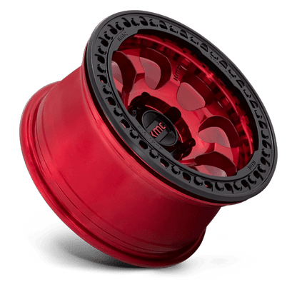 17x8.5 KMC KM237 Riot Candy Red With Black Ring BEADLOCK Wheel 5x5 (0mm)