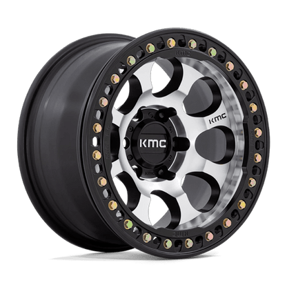 17x8.5 KMC KM237 Riot Machined Face Satin W/ Black BEADLOCK Wheel 5x5 (0mm)
