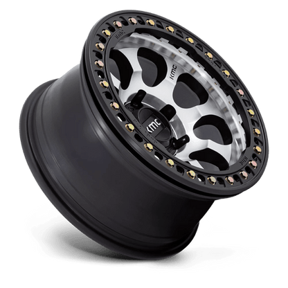 17x8.5 KMC KM237 Riot Machined Face Satin W/ Black BEADLOCK Wheel 5x5 (0mm)