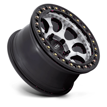17x9 KMC KM237 Riot BEADLOCK Machined Face Satin Black Wheel 5x5 (-38mm)
