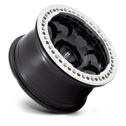 17x9 KMC KM237 Riot BEADLOCK Satin Black With Machined Ring Wheel 5x5 (-12mm)