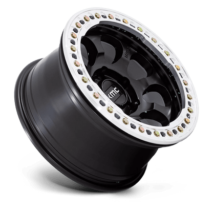 17x9 KMC KM237 Riot BEADLOCK Satin Black With Machined Ring Wheel 5x5 (-12mm)