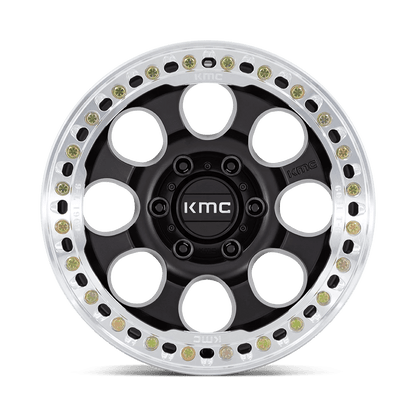 17x9 KMC KM237 Riot BEADLOCK Satin Black With Machined Ring Wheel 5x5 (-12mm)