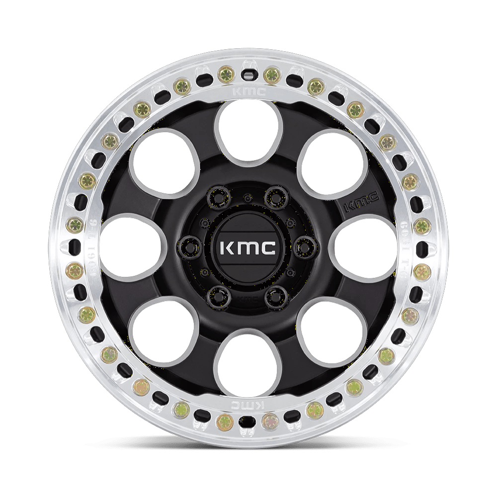 17x9 KMC KM237 Riot BEADLOCK Satin Black With Machined Ring Wheel 5x5 (-12mm)