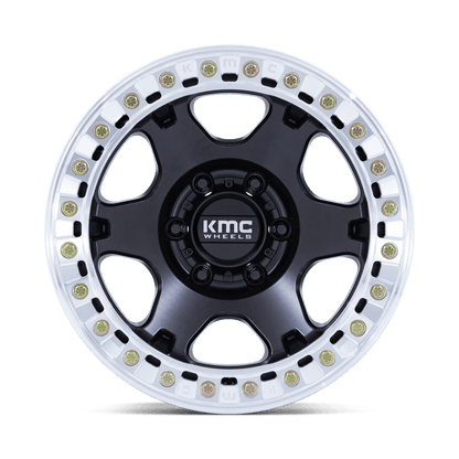 17x9 KMC KM238 VI Satin Black W/ Machined Ring BEADLOCK Wheel 5x5 (-38mm)