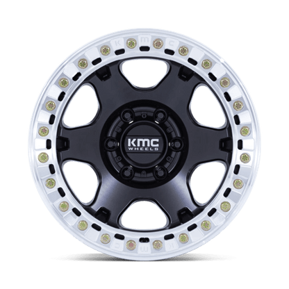 17x9 KMC KM238 VI BEADLOCK Satin Black W/ Machined Ring Wheel 5x5 (-12mm)