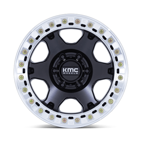 17x9 KMC KM238 VI BEADLOCK Satin Black W/ Machined Ring Wheel 5x5 (-12mm)