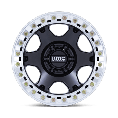 17x9 KMC KM238 VI BEADLOCK Satin Black W/ Machined Ring Wheel 5x5 (-12mm)