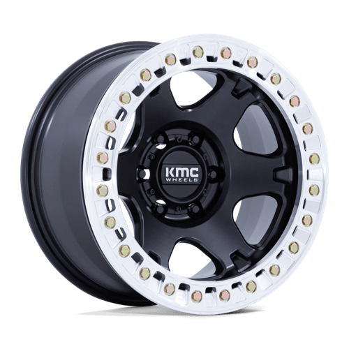 17x9 KMC KM238 VI BEADLOCK Satin Black W/ Machined Ring Wheel 6x135 (-38mm)