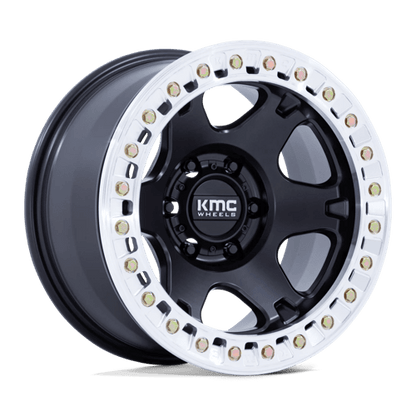 17x9 KMC KM238 VI BEADLOCK Satin Black W/ Machined Ring Wheel 6x135 (-38mm)