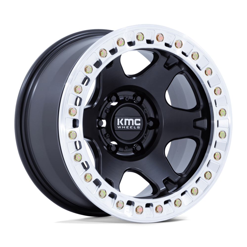 17x9 KMC KM238 VI BEADLOCK Satin Black W/ Machined Ring Wheel 6x135 (-38mm)