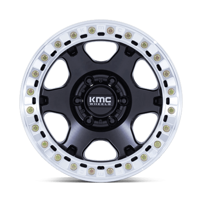 17x9 KMC KM238 VI Satin Black W/ Machined Ring BEADLOCK Wheel 6x5.5 (-38mm)