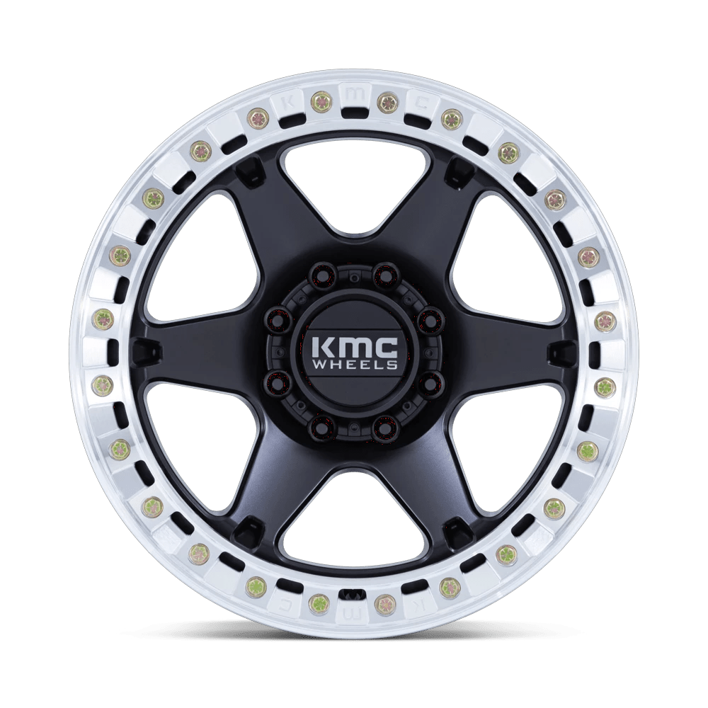20x10 KMC KM238 VI Satin Black W/ Machined Ring BEADLOCK Wheel 5x5 (-48mm)